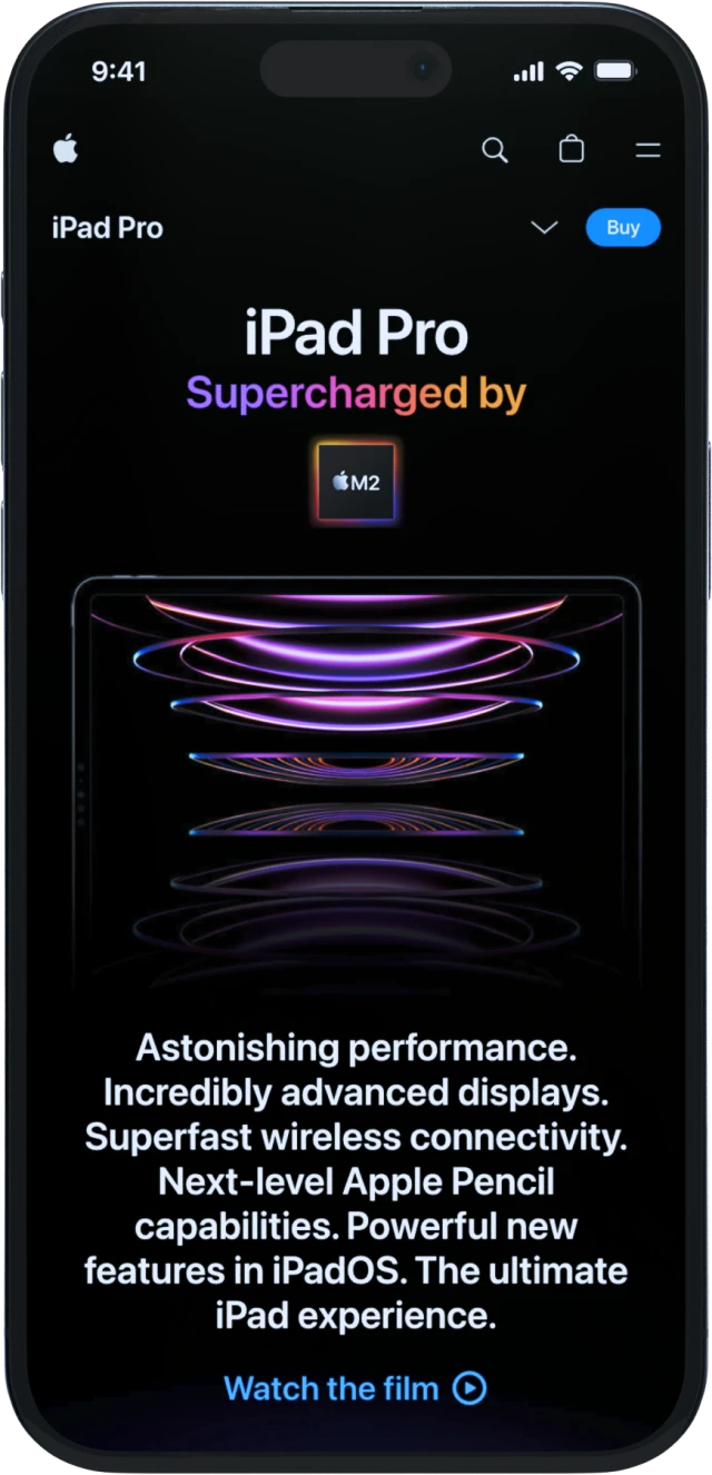 Phone mockup: Apple iPad Landing Page